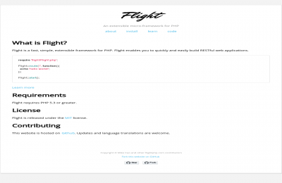 flight - an extensible micro-framework for php